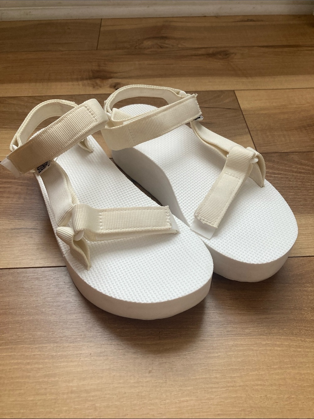 Teva Cream Colored Flatform Sandals